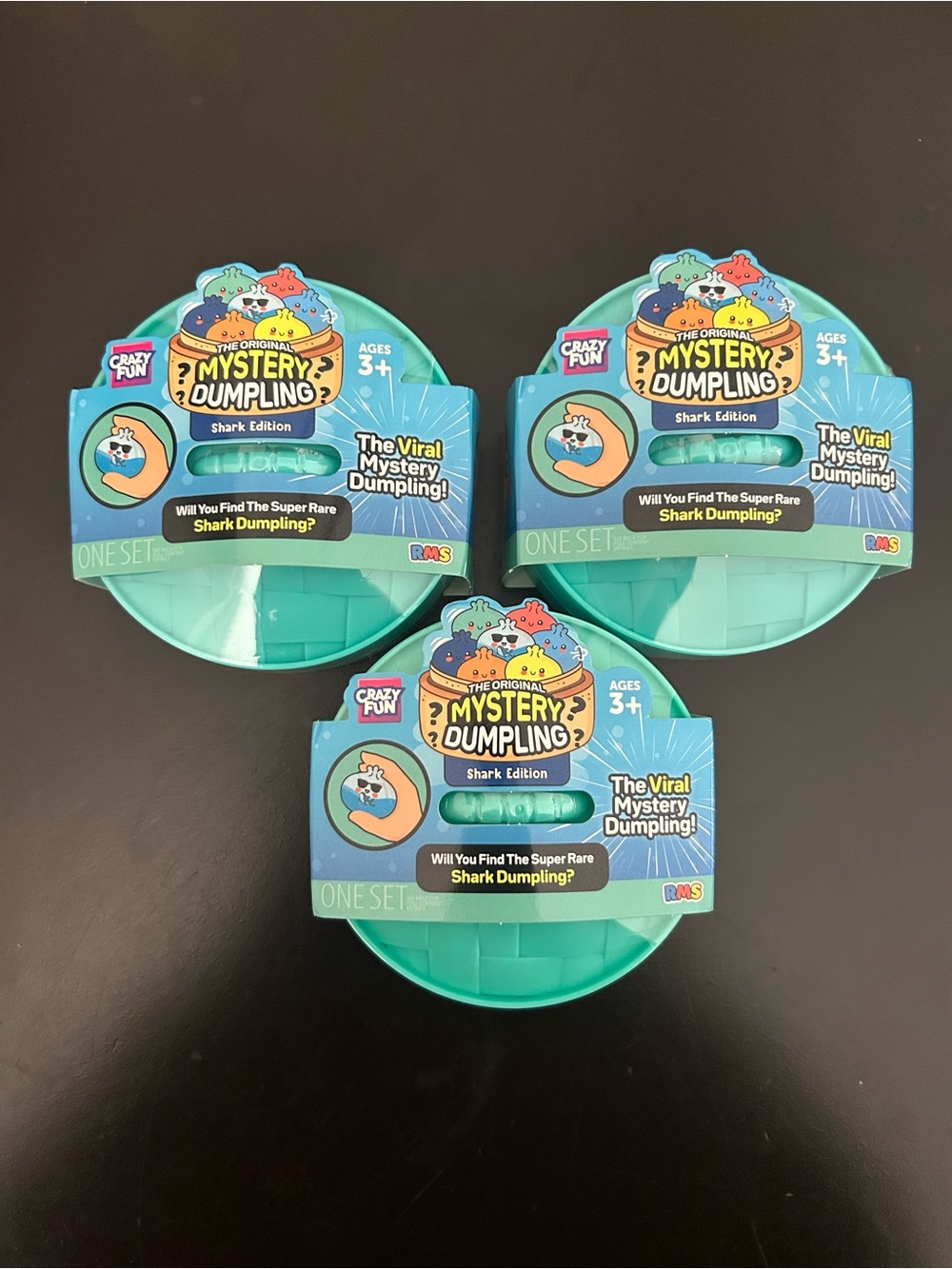 LOT (3) Mystery RMS Five Below Dumpling Shark Edition Kids Toy